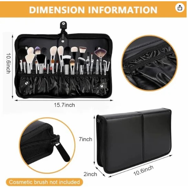 Makeup Brush Holder Bag Portable Travel Makeup Organiser Bag Foldable Zipper Cosmetic