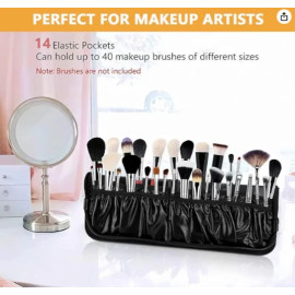 Makeup Brush Holder Bag Portable Travel Makeup Organiser Bag Foldable Zipper Cosmetic