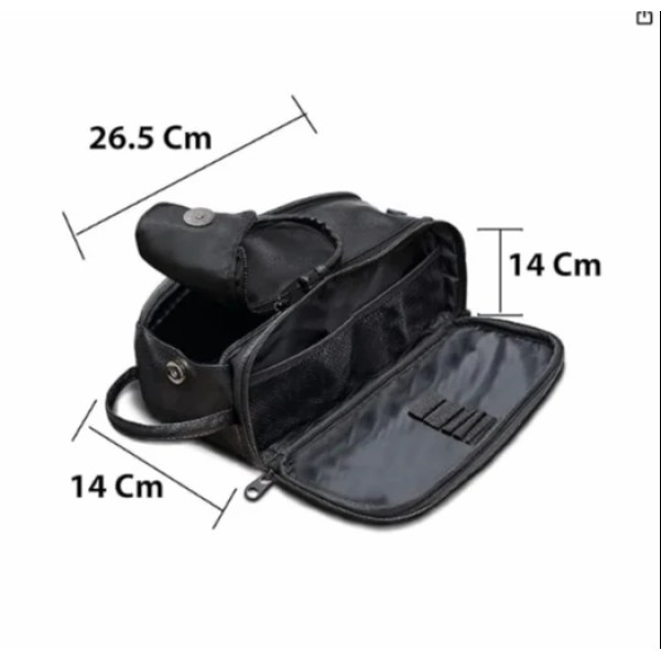 PU Leather Travel Toiletry Organizer Bag Black