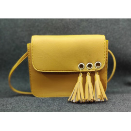 Pu Leather Stylish Ladies Sling Bag (Yellow)