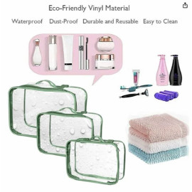 3pcs Toiletry Bag with Zipper Travel Luggage Pouch Carry On Clear Compliant Bags