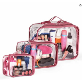 3pcs Toiletry Bag with Zipper Travel Luggage Pouch Carry On Clear Compliant Bags