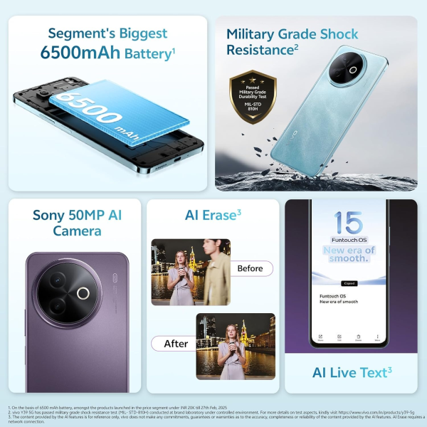 Vivo Y39 5G (Lotus Purple, 8GB RAM, 128GB Storage)