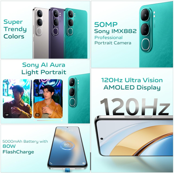 Vivo Y300 5G (Emerald Green, 8GB RAM, 256GB Storage) 