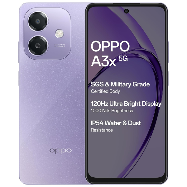 Oppo A3x 5G Starry Purple Smart Phone ,( 4GB RAM, 128GB Storage)