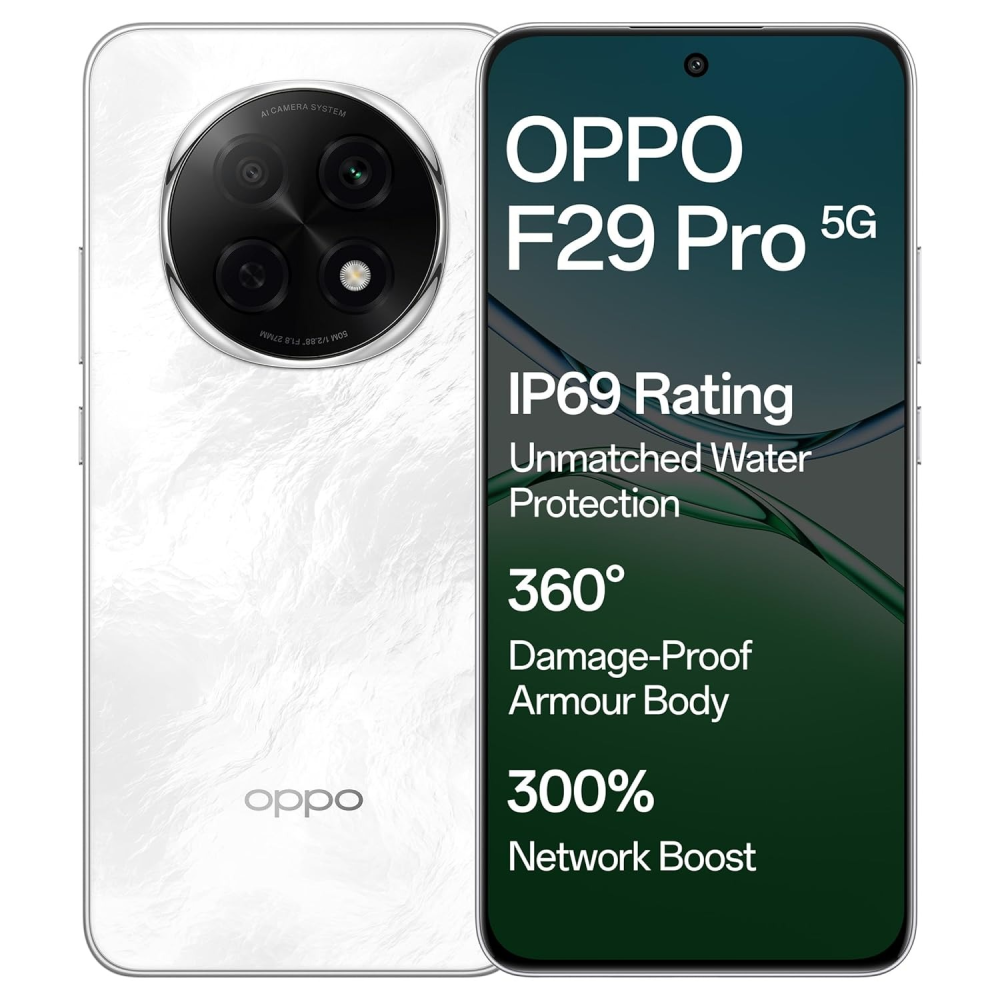 Oppo F29 Pro 5G Marble White Smart Phone (12GB RAM, 256GB Storage)