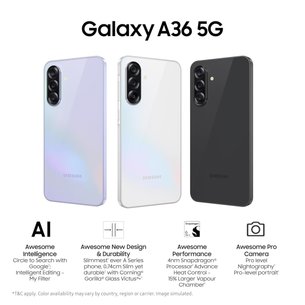 Samsung Galaxy A36 85G 128 GB Awesome Lavender Smart Phone