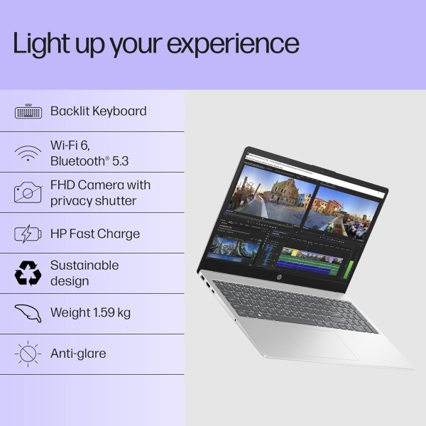 HP 15, 13th Gen Intel Core i3-1315U (12GB DDR4, 512GB SSD) FHD, Anti-Glare, Micro-Edge