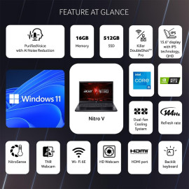 Intel I5 Black Acer Nitro 5 Gaming Laptop, 8GB, 15.6inch