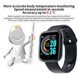 D20 - Smart Watch for Men and Woman Android Bluetooth with Heart Rate Activity Tracker, Calorie Counter, Blood Pressure, OLED Touchscreen Fitness Smart Watch for Boys, Girls (Black)