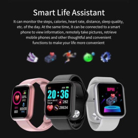 D20 - Smart Watch for Men and Woman Android Bluetooth with Heart Rate Activity Tracker, Calorie Counter, Blood Pressure, OLED Touchscreen Fitness Smart Watch for Boys, Girls (Black)