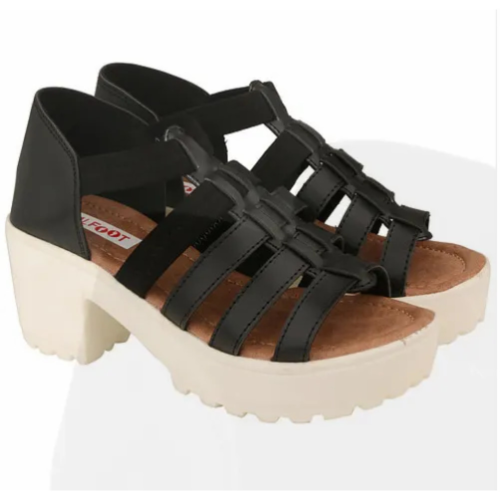 Chalfoot White And Black kareena black heels, Size: 37 and 40