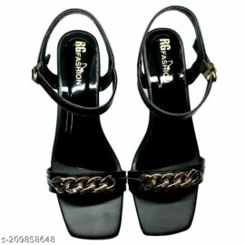 Women Plain R G Fashion Block Heel Sandal