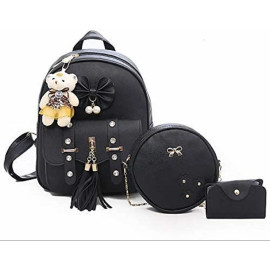 Plain 10kg Ladies Black Leather Backpack