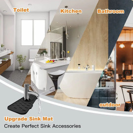 Livinwise Faucet Mat for Kitchen Sink Wash Basin Bathroom - Silicone (Grey)