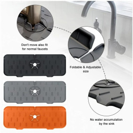 Livinwise Faucet Mat for Kitchen Sink Wash Basin Bathroom - Silicone (Grey)