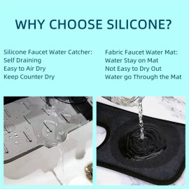 Livinwise Faucet Mat for Kitchen Sink Wash Basin Bathroom - Silicone (Grey)