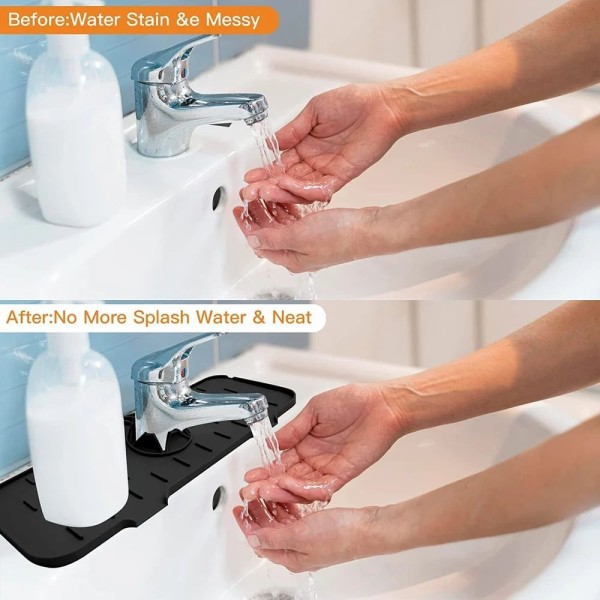Livinwise Faucet Mat for Kitchen Sink Wash Basin Bathroom - Silicone (Grey)