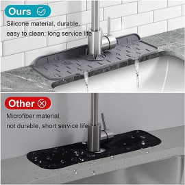 Livinwise Faucet Mat for Kitchen Sink Wash Basin Bathroom - Silicone (Grey)