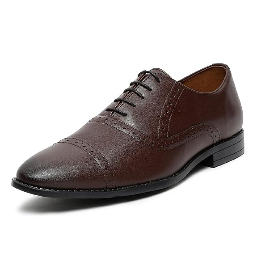LOUIS STITCH Men's Formal Lace-up Oxford Shoes for Men | Solid Design | Ideal for Formal, Business Casual, and Parties