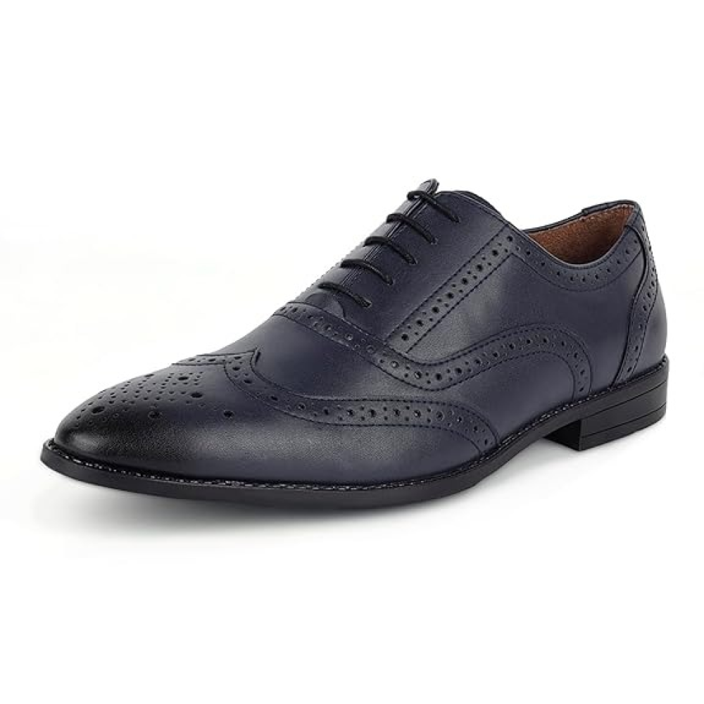 LOUIS STITCH Men's Formal Lace-up Brogue Shoes | Solid Design | Ideal for Formal, Business Casual, and Parties -RGBG