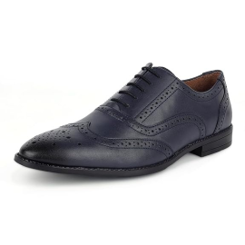 LOUIS STITCH Men's Formal Lace-up Brogue Shoes | Solid Design | Ideal for Formal, Business Casual, and Parties -RGBG