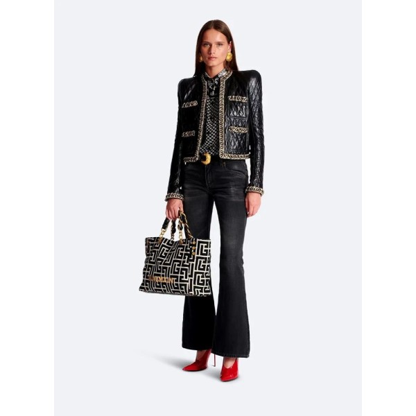 Black Pu Leather Printed Ladies Designer Handbag