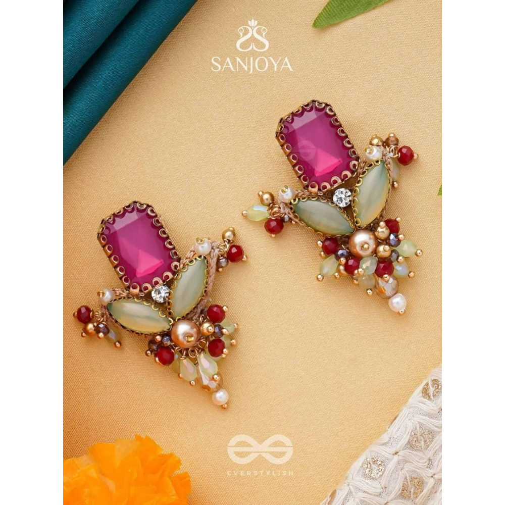 TEJANI - THE DAZZLING GEMS - STONE AND BEADS EMBROIDERED EARRINGS