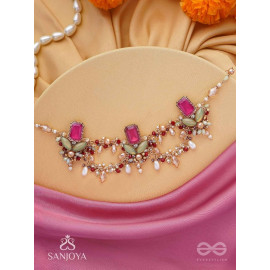 Asita - The Regal Orchid - Stones, Beads And Pearls Hand Embroidered Neckpiece