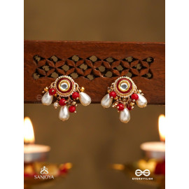 VARSHA - PEARL RAIN- MINIMAL STRINGED KUNDAN EARRINGS WITH LUSTROUS PEARL DROPLETS