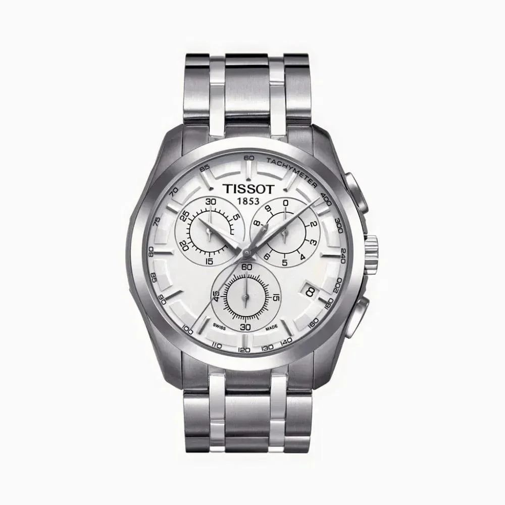 Silver Tissot Couturier Men Chronograph Stainless Steel Watch