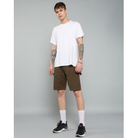 Side Belt Detail Fly With Button Closure City Shorts