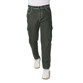 Plain Denim Style Cargo Pant, Regular Fit