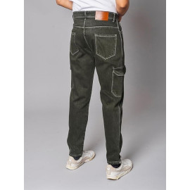 Plain Denim Style Cargo Pant, Regular Fit