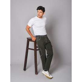 Plain Denim Style Cargo Pant, Regular Fit