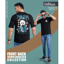 Printed Cotton Elite Finch Downshoulder Front and Back Print Round Neck T Shirts