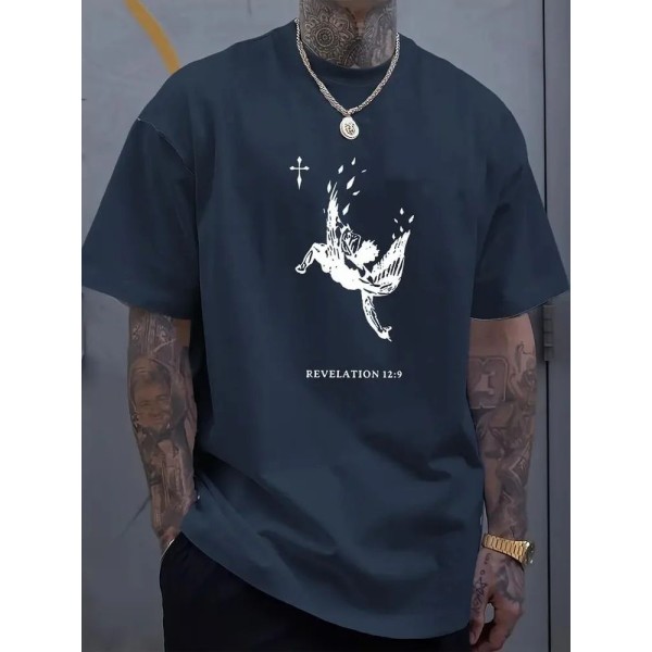 GRC Fallen angel print t-shirt for Men, Casual Short Sleeve T-shirt for summer