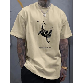 GRC Fallen angel print t-shirt for Men, Casual Short Sleeve T-shirt for summer