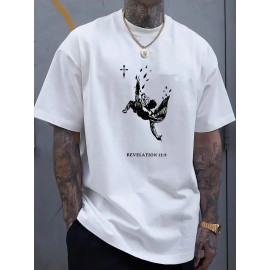 GRC Fallen angel print t-shirt for Men, Casual Short Sleeve T-shirt for summer