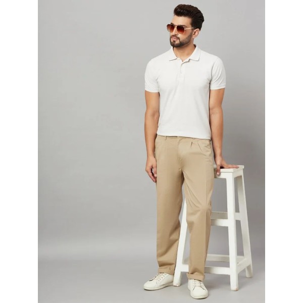 Khaki Studio Nexx Men's cotton Pleated trousers, Regular Fit