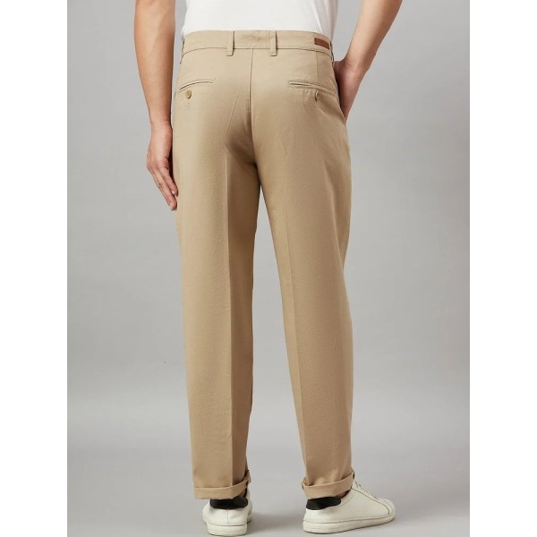 Khaki Studio Nexx Men's cotton Pleated trousers, Regular Fit