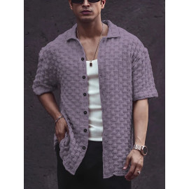 Stylish Papule Cotton Blend Solid Three-Quarter Sleeves Casual Shirt For Men