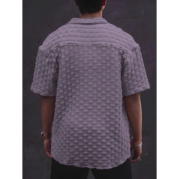 Stylish Papule Cotton Blend Solid Three-Quarter Sleeves Casual Shirt For Men