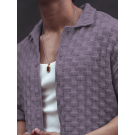 Stylish Papule Cotton Blend Solid Three-Quarter Sleeves Casual Shirt For Men