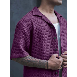 Men's Casual Shirt, Waffal shirt, Half Sleeves Pink shirt for men