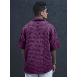 Men's Casual Shirt, Waffal shirt, Half Sleeves Pink shirt for men