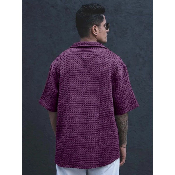 Men's Casual Shirt, Waffal shirt, Half Sleeves Pink shirt for men