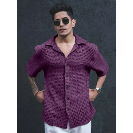 Men's Casual Shirt, Waffal shirt, Half Sleeves Pink shirt for men