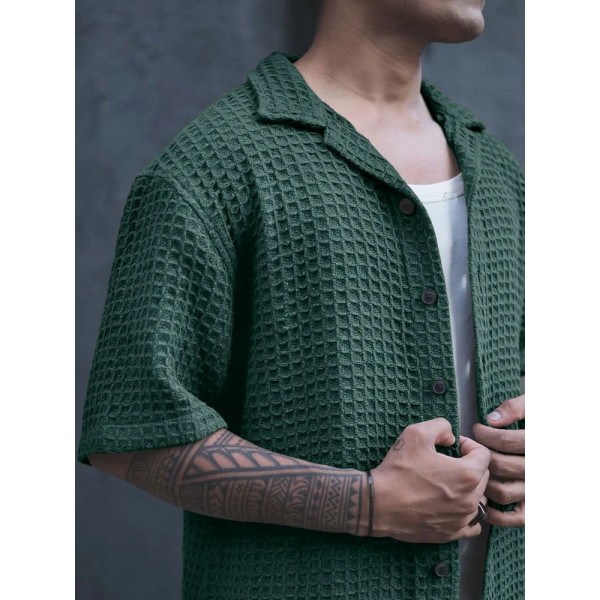 Men's Casual Shirt, Waffal shirt, Half Sleeves Green shirt for men