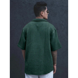 Men's Casual Shirt, Waffal shirt, Half Sleeves Green shirt for men